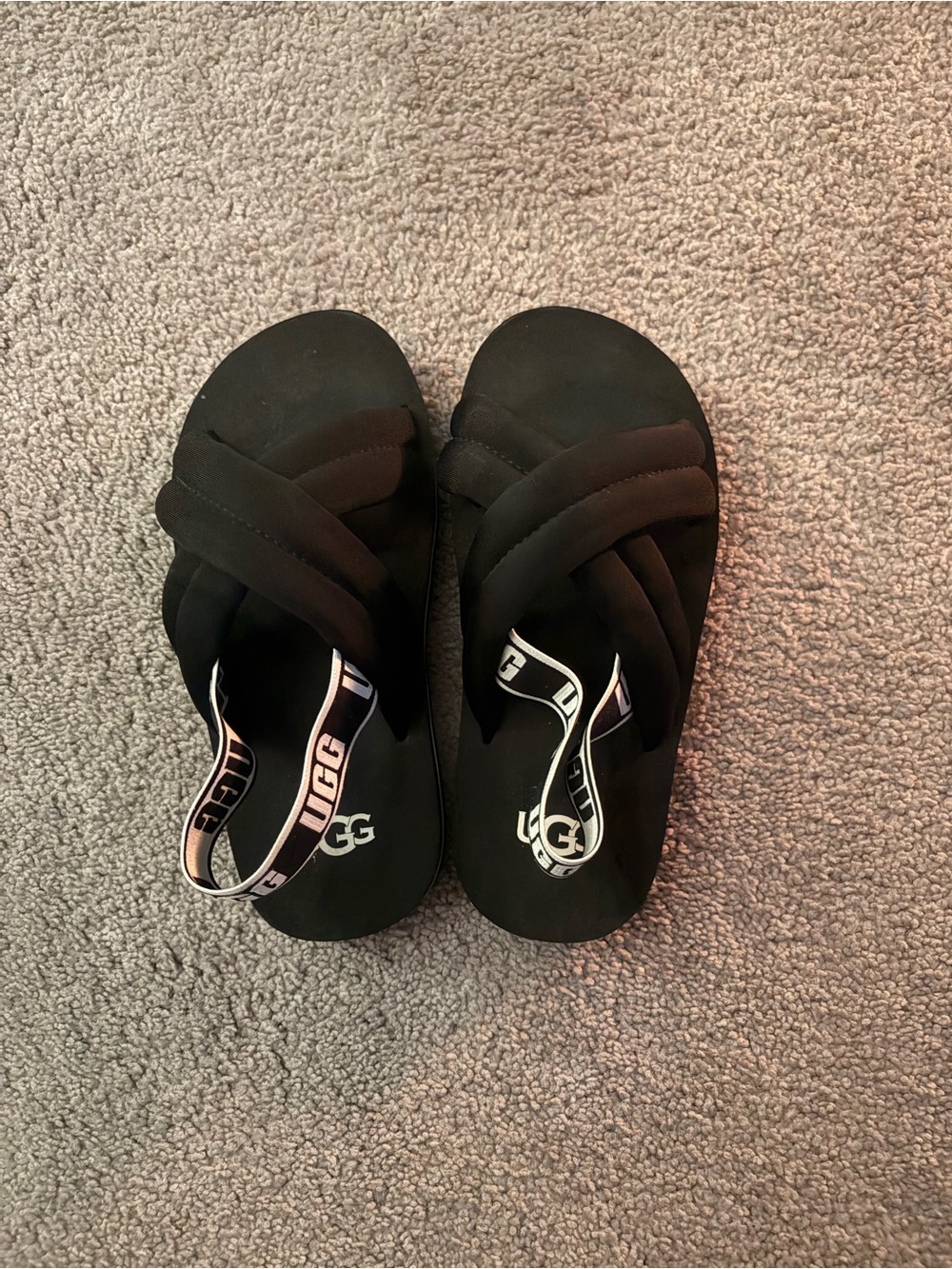 UGG Kids Black Crisscross Slide Sandals with Branded Elastic Backstrap